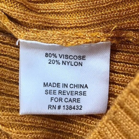 ModCloth Mustard Boho Cottagecore Ribbed Knit Long Sleeve Fitted Sweater Top /XS - Picture 7 of 7